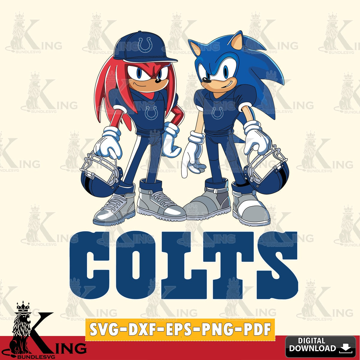 Printable art of Indianapolis Colts Sonic and Knuckles football player crafting file for iron-on transfer and vinyl decals