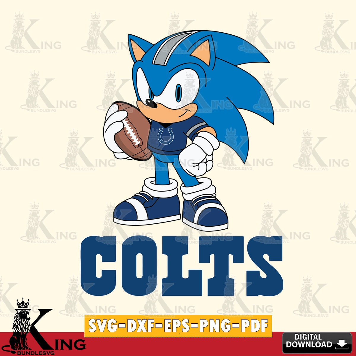 Printable art of Indianapolis Colts Sonic Game Day Ready SVG PNG design suitable for Glowforge and laser cutting