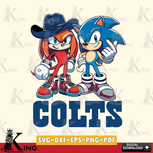 Printable art of Indianapolis Colts Sonic & Knuckles football mascot printable vector design for sublimation and crafts