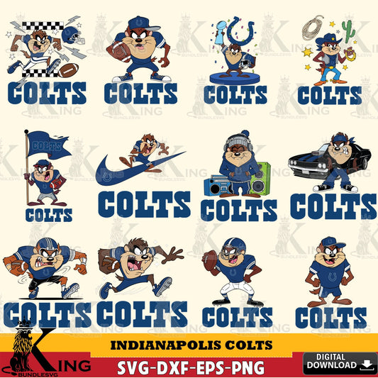 Indianapolis Colts Taz (Looney Tunes) Football NFL Bundle Cut file  , Digital Download , Instant Download, Looney Tunes svg, Football svg