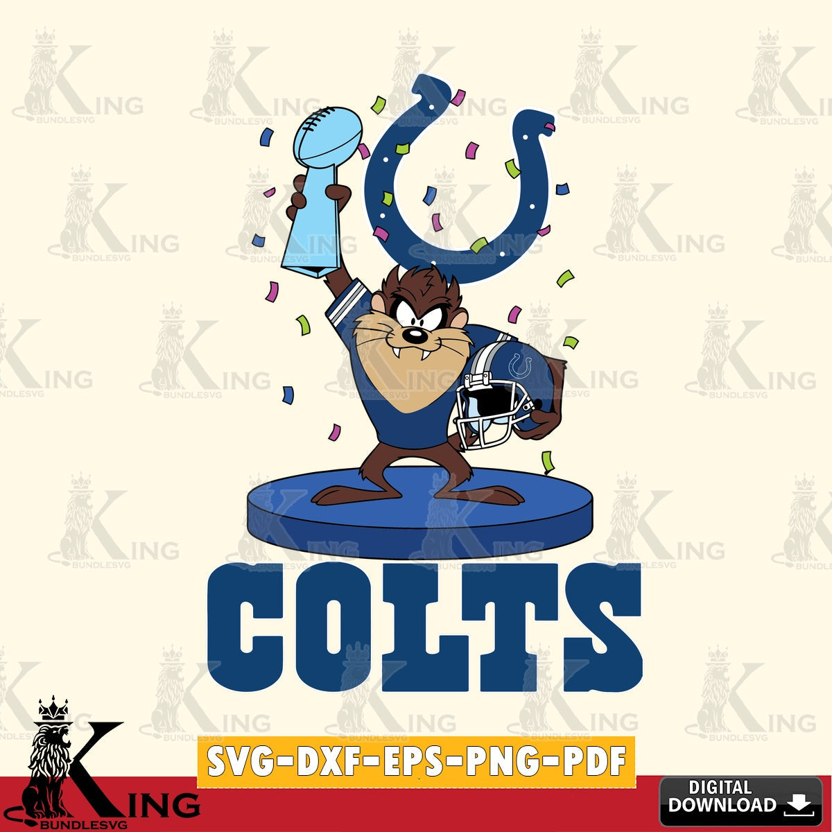 Indianapolis Colts Taz Trophy Podium Cut file  , Digital Download , Instant Download, Looney Tunes svg, Football svg