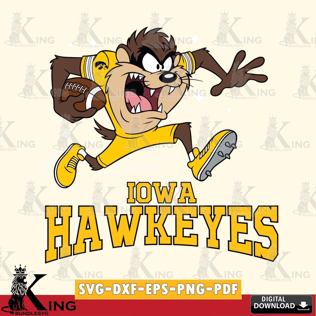 Iowa Hawkeyes Angry Taz Football SVG file, Cut file  , Digital Download , Instant Download, Taz svg, NCAA svg