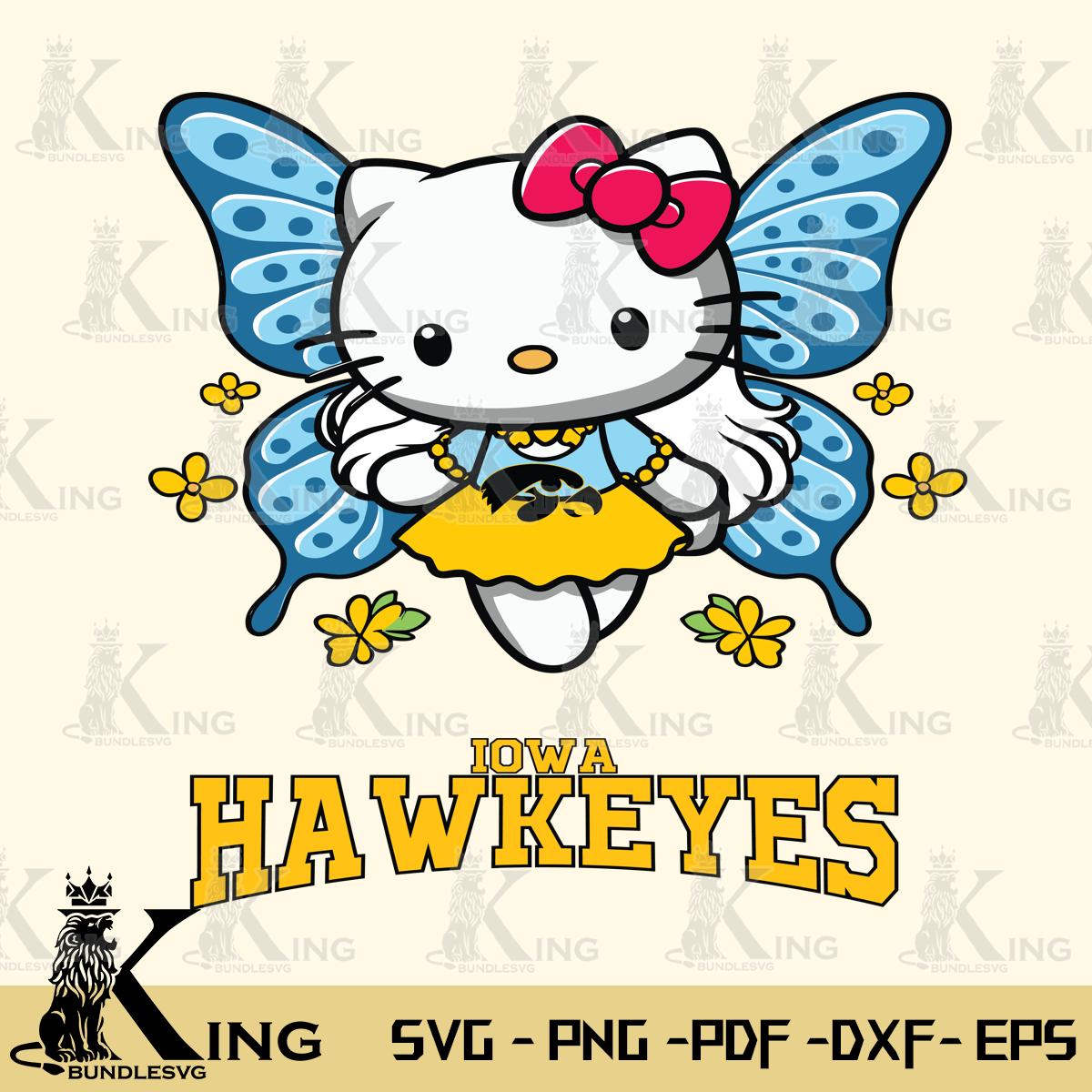 Iowa Hawkeyes Butterfly Kitty Charm Svg Eps Dxf Png File, Digital Download