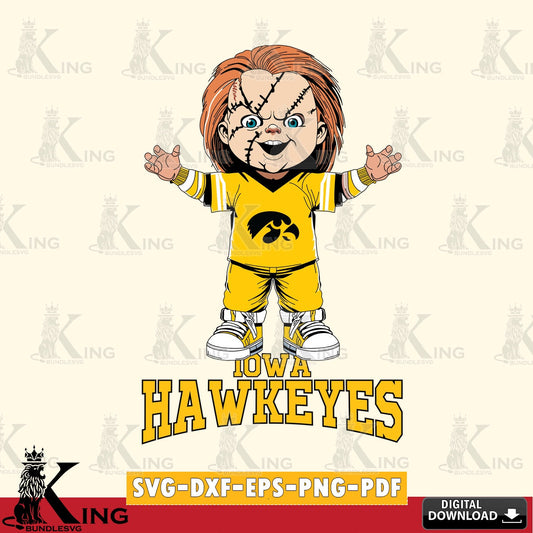 Custom design featuring Iowa Hawkeyes Chucky Football, a high-quality vector for DIY scrapbooking and home decor.