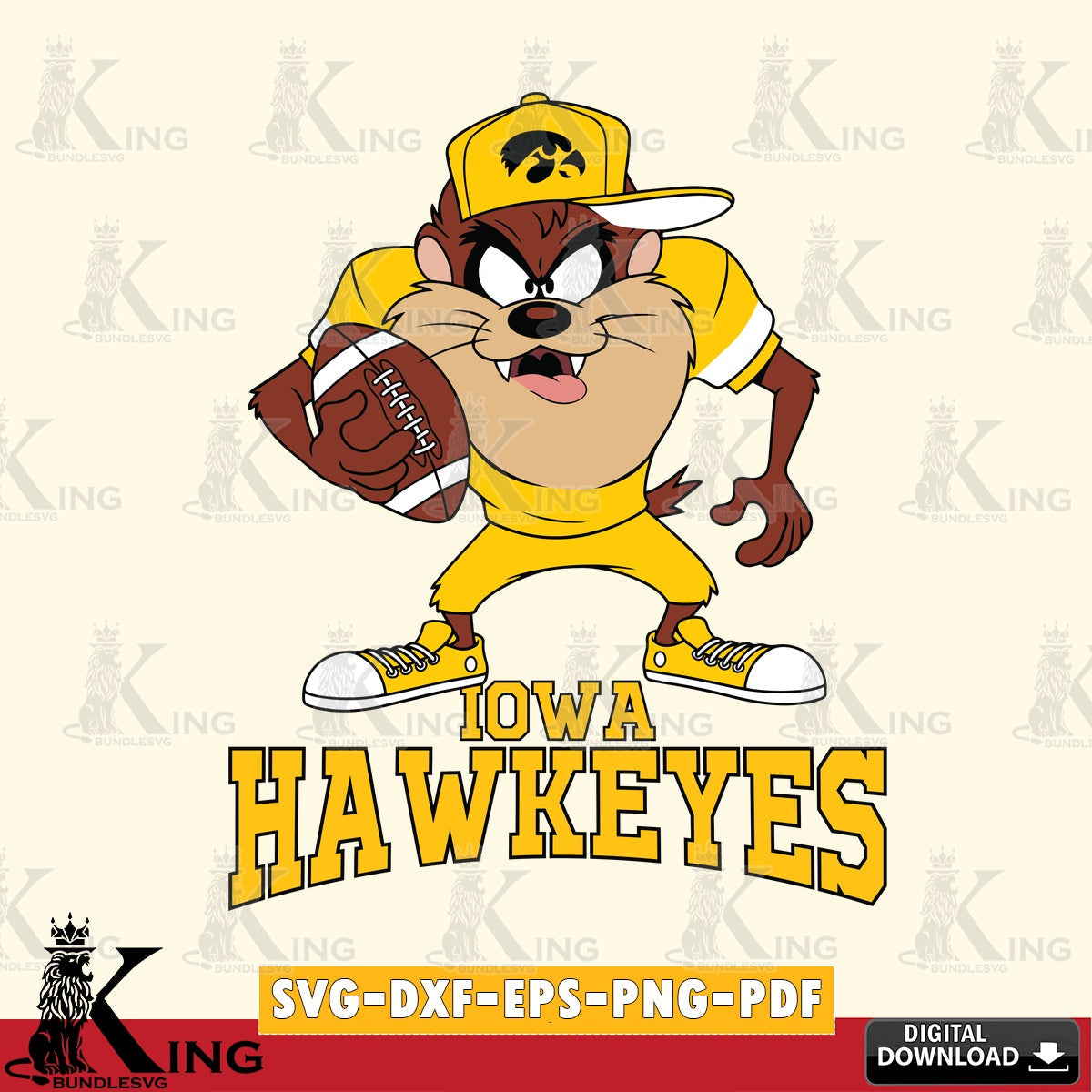 Iowa Hawkeyes Đồng phục bóng đá Taz SVG file, Cut file  , Digital Download , Instant Download, Taz svg, NCAA svg