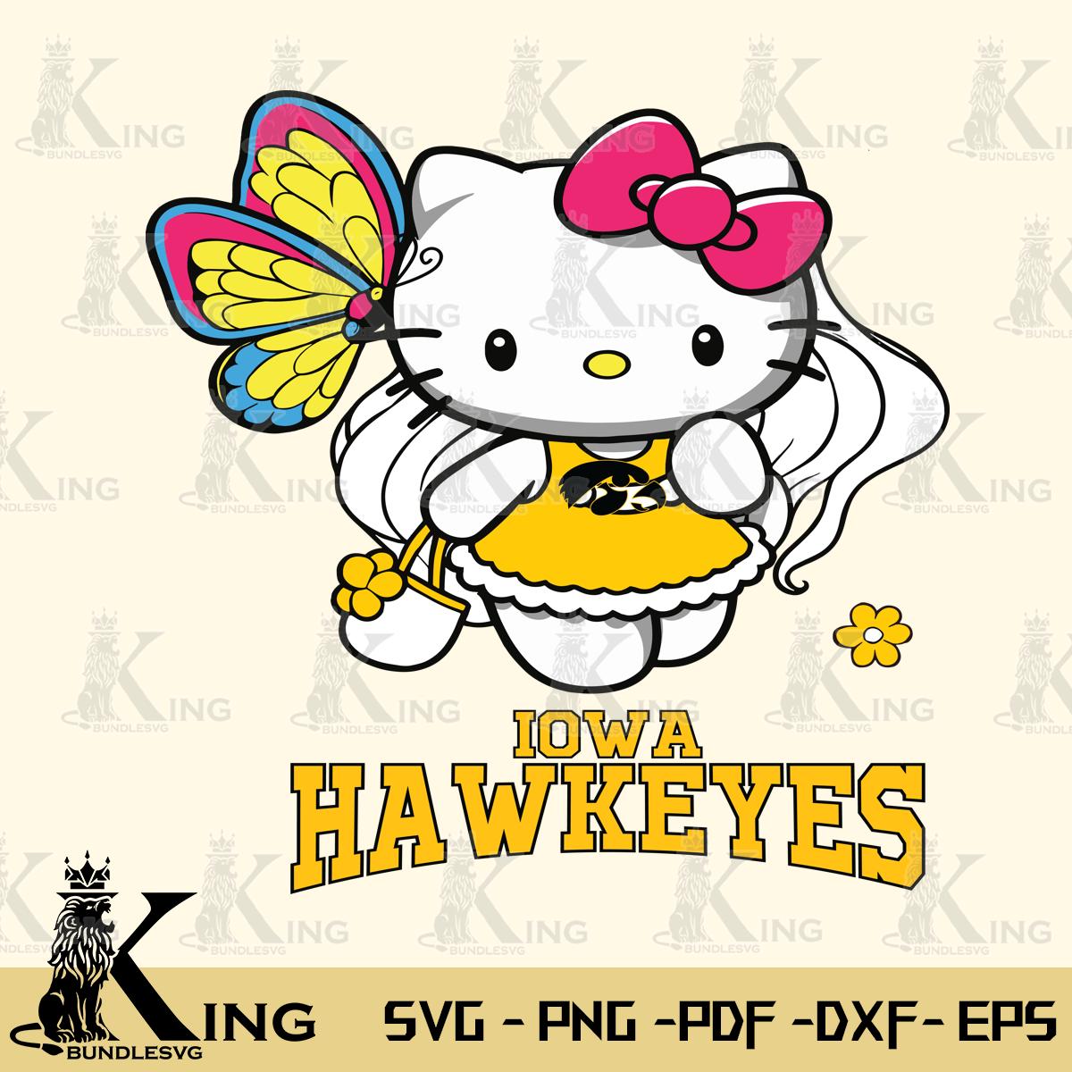 Iowa Hawkeyes Kitty Cartoon Svg Eps Dxf Png File, Digital Download