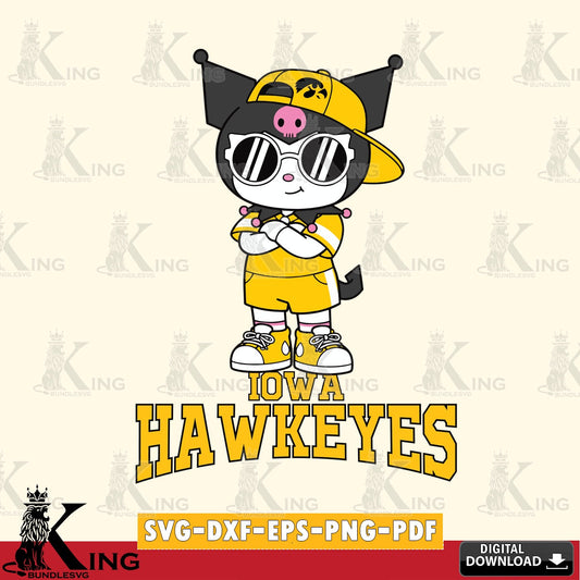 Iowa Hawkeyes Kuromi Football Jersey SVG file, Cricut, Cut file  , Digital Download , Instant Download, Sanrio svg, Clipart