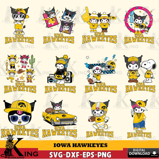 Iowa Hawkeyes Kuromi Football Jersey NCAA Bundle SVG file, Cricut, Cut file  , Digital Download , Instant Download, Sanrio svg, Clipart
