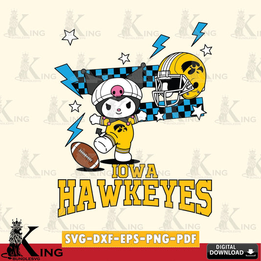 Iowa Hawkeyes Kuromi Game Day SVG file, Cricut, Cut file  , Digital Download , Instant Download, Sanrio svg, Clipart