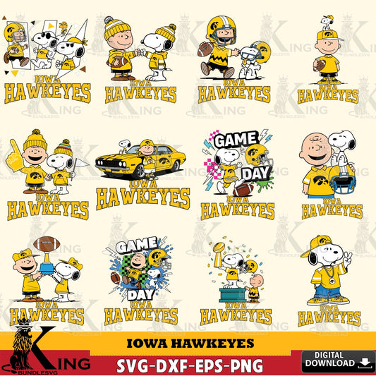 Iowa Hawkeyes Peanuts Football NCAA Bundle SVG, Cricut, Cut file  , Digital Download , Instant Download, Peanuts svg, NCAA svg, Football svg, Sport svg