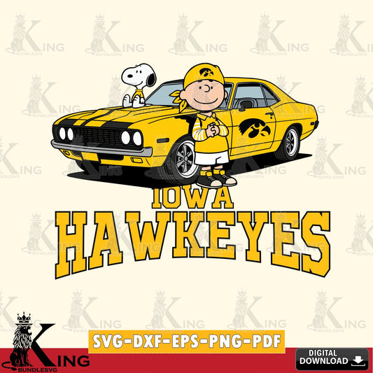 Iowa Hawkeyes Peanuts Muscle Car SVG, Cricut, Cut file  , Digital Download , Instant Download, Peanuts svg, NCAA svg, Football svg, Sport svg