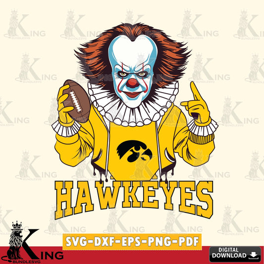 Unique artwork depicting an Iowa Hawkeyes Pennywise football player, digital clipart compatible with laser engraving and cutting