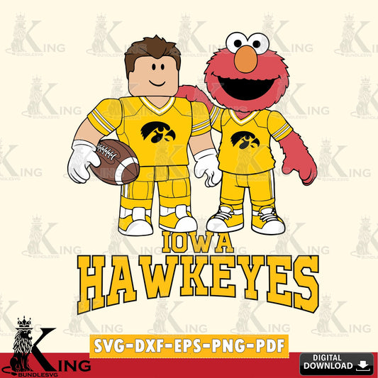 Iowa Hawkeyes Roblox & Elmo Football SVG file , NCAA Cricut,  File cut , Digital Download , PDF File