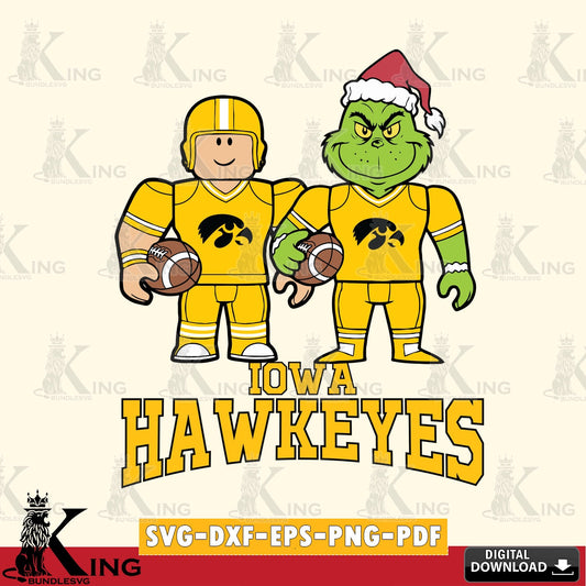 Iowa Hawkeyes Roblox & Grinch Football SVG file , NCAA Cricut,  File cut , Digital Download , PDF File