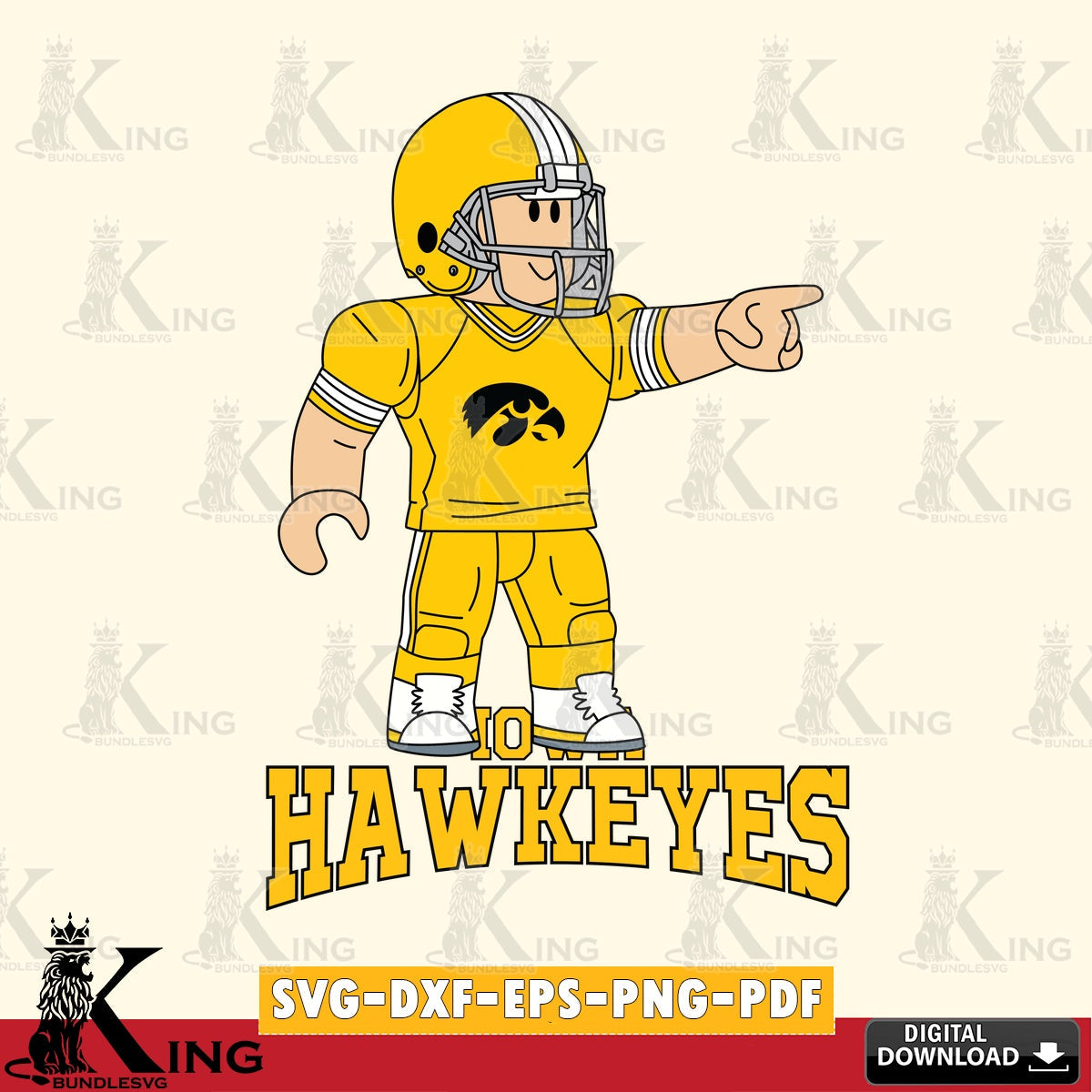 Iowa Hawkeyes Roblox Player Football SVG file , NCAA Cricut,  File cut , Digital Download , PDF File