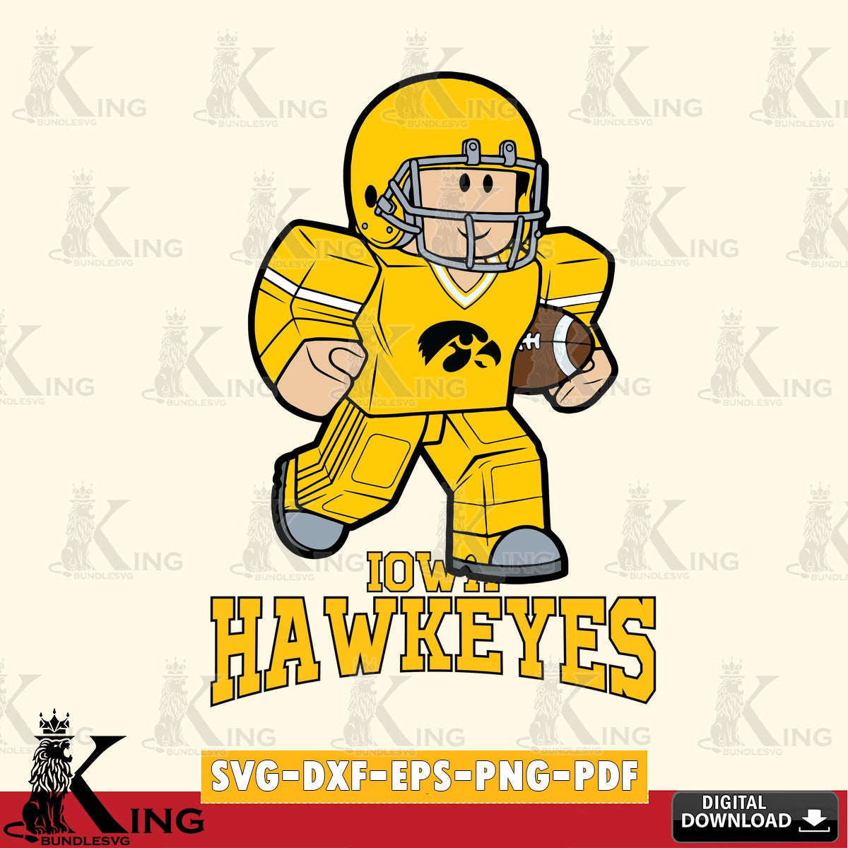Iowa Hawkeyes Roblox Player Rugby SVG file , NCAA Cricut,  File cut , Digital Download , PDF File