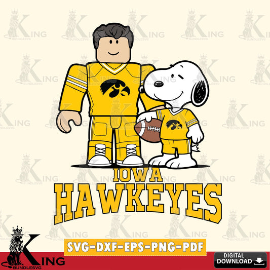 Iowa Hawkeyes Roblox & Snoopy Football SVG file , NCAA Cricut,  File cut , Digital Download , PDF File