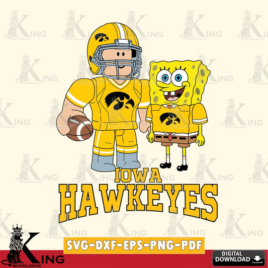 Iowa Hawkeyes Roblox & Spongebob Football SVG file , NCAA Cricut,  File cut , Digital Download , PDF File