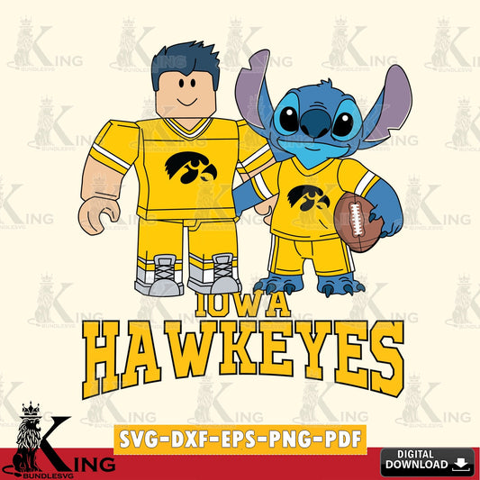 Iowa Hawkeyes Roblox & Stitch Football SVG file , NCAA Cricut,  File cut , Digital Download , PDF File