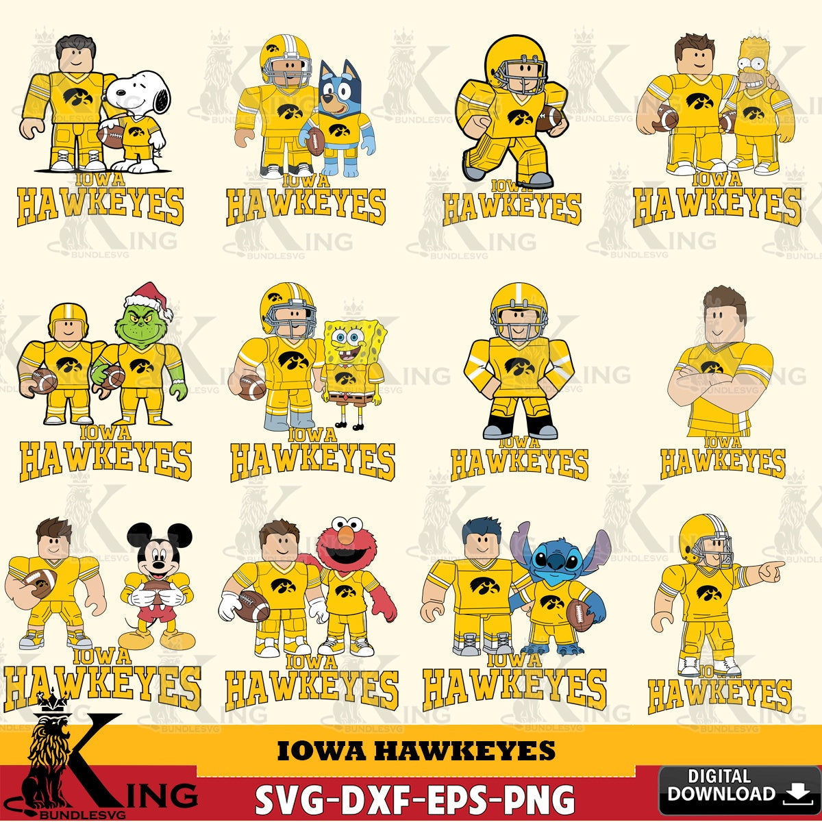 Iowa Hawkeyes Roblox With Friends football NCAA Bundle SVG file , NCAA Cricut,  File cut , Digital Download , PDF File