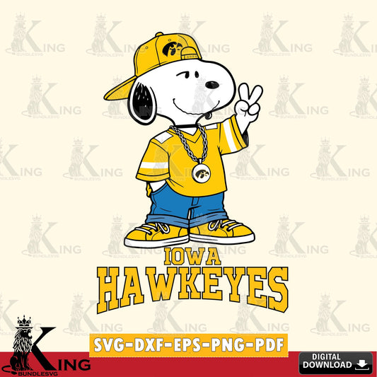 Iowa Hawkeyes Snoopy Say hi SVG, Cricut, Cut file  , Digital Download , Instant Download, Peanuts svg, NCAA svg, Football svg, Sport svg