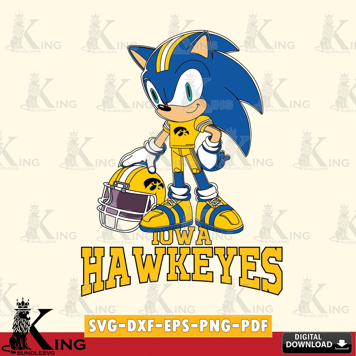 Digital clipart of Iowa Hawkeyes sonic player football PNG clipart for sublimation printing and graphic design