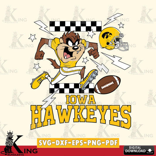 Iowa Hawkeyes Taz Football Lightning SVG file, Cut file  , Digital Download , Instant Download, Taz svg, NCAA svg