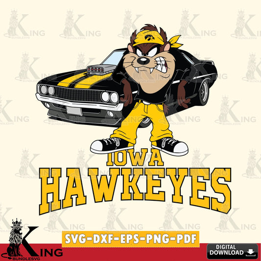 Iowa Hawkeyes Taz Racing Car SVG file, Cut file  , Digital Download , Instant Download, Taz svg, NCAA svg