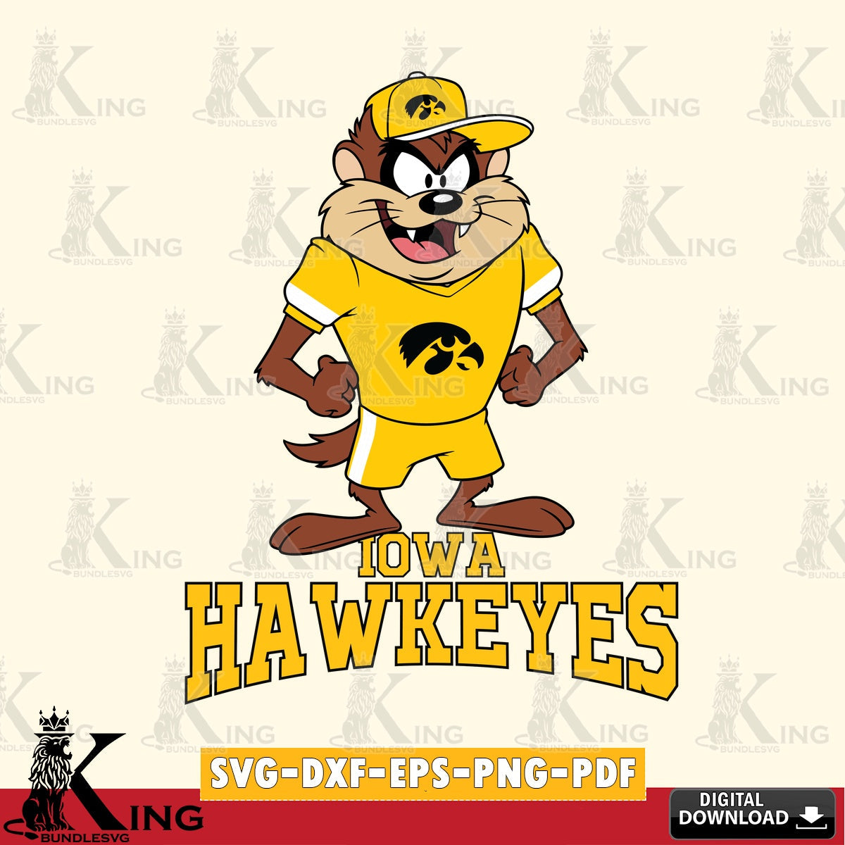 Iowa Hawkeyes Taz Standing Pose SVG file, Cut file  , Digital Download , Instant Download, Taz svg, NCAA svg