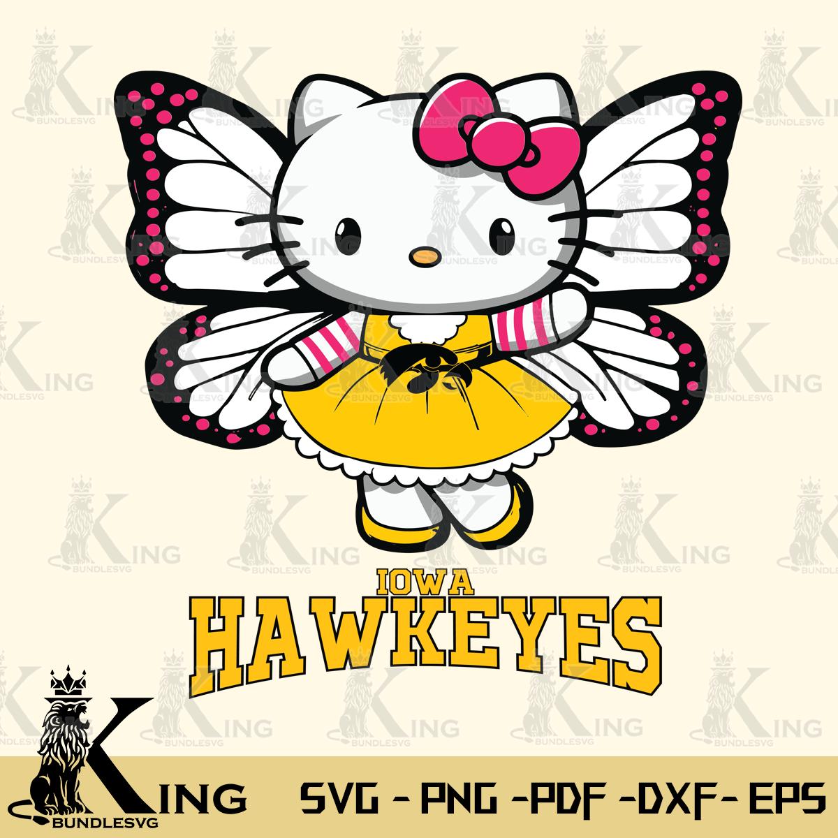 Iowa Hawkeyes Whimsical Kitty Wings Svg Eps Dxf Png File, Digital Download