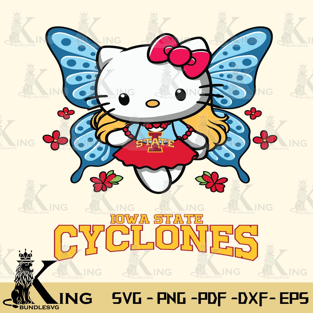 Iowa State Cyclones Butterfly Kitty Charm Svg Eps Dxf Png File, Digital Download