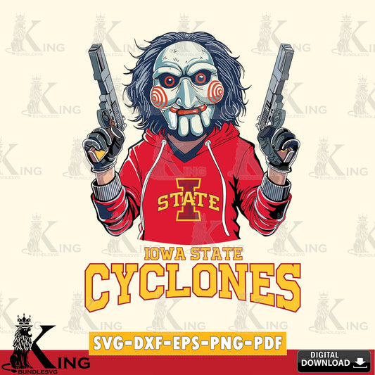 Stylish representation of Iowa State Cyclones Jigsaw Billy Football, NCAA file cut, SVG PNG design suitable for Glowforge and
