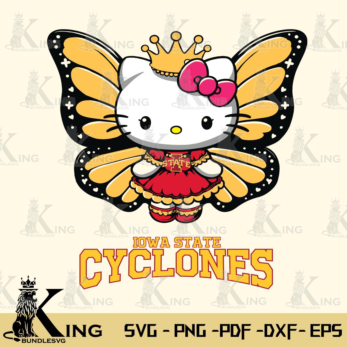 Iowa State Cyclones Kitty Wings & Flowers Svg Eps Dxf Png File, Digital Download