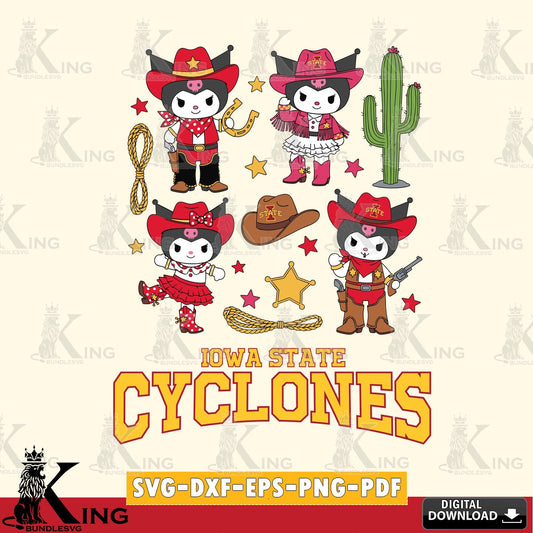 Iowa State Cyclones Kuromi Cowboy Western SVG file, Cricut, Cut file  , Digital Download , Instant Download, Sanrio svg, Clipart