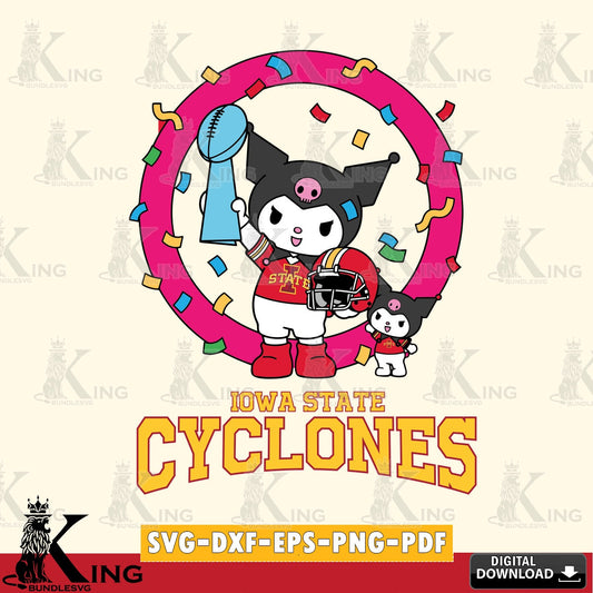 Iowa State Cyclones Kuromi Football Champion SVG file, Cricut, Cut file  , Digital Download , Instant Download, Sanrio svg, Clipart