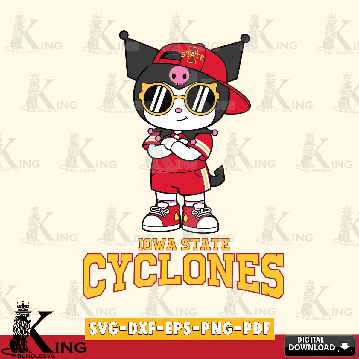 Iowa State Cyclones Kuromi Football Jersey SVG file, Cricut, Cut file  , Digital Download , Instant Download, Sanrio svg, Clipart