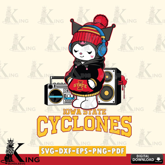 Iowa State Cyclones Kuromi Football Music SVG file, Cricut, Cut file  , Digital Download , Instant Download, Sanrio svg, Clipart