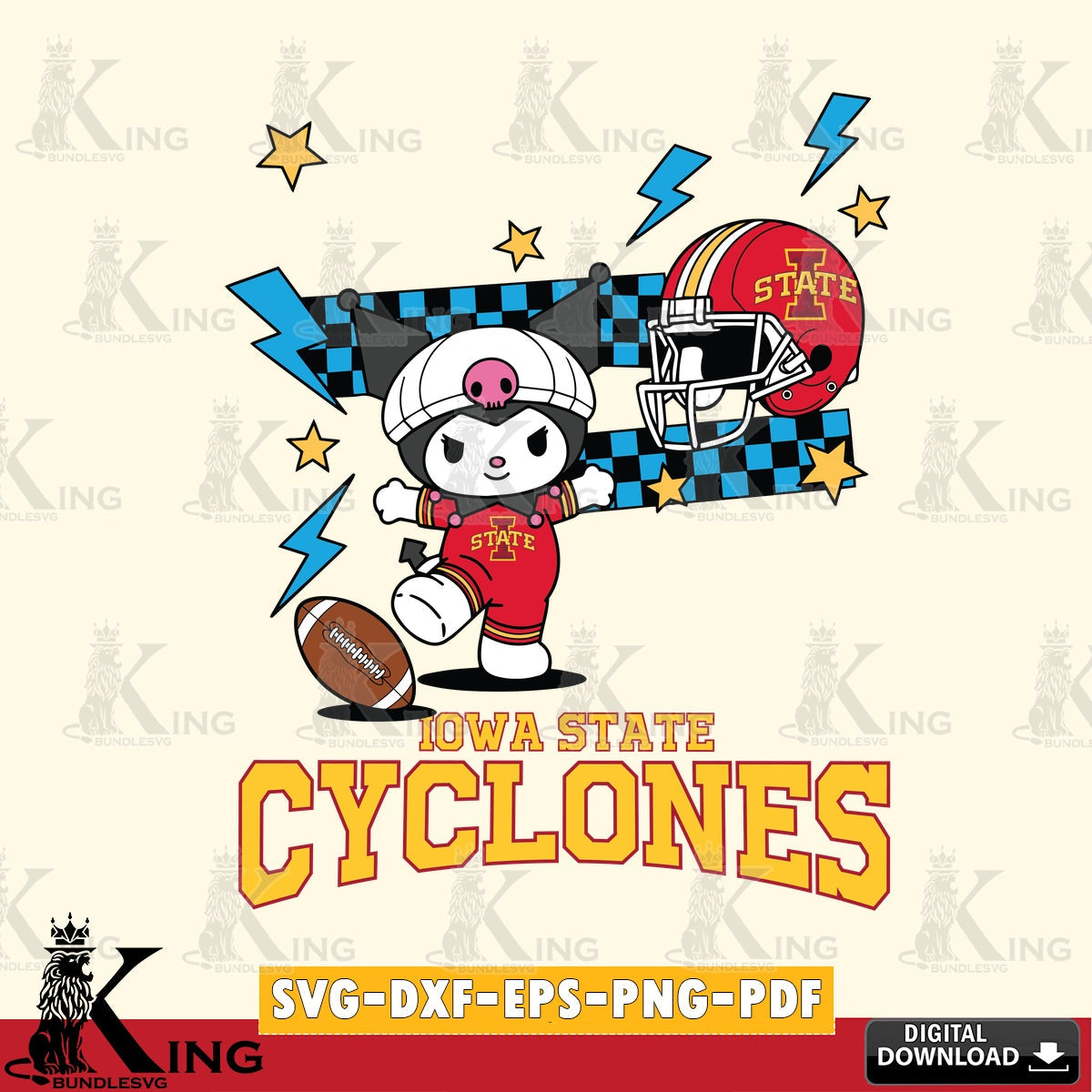 Iowa State Cyclones Kuromi Game Day SVG file, Cricut, Cut file  , Digital Download , Instant Download, Sanrio svg, Clipart