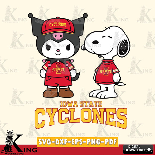 Iowa State Cyclones Kuromi Snoopy Football SVG file, Cricut, Cut file  , Digital Download , Instant Download, Sanrio svg, Clipart