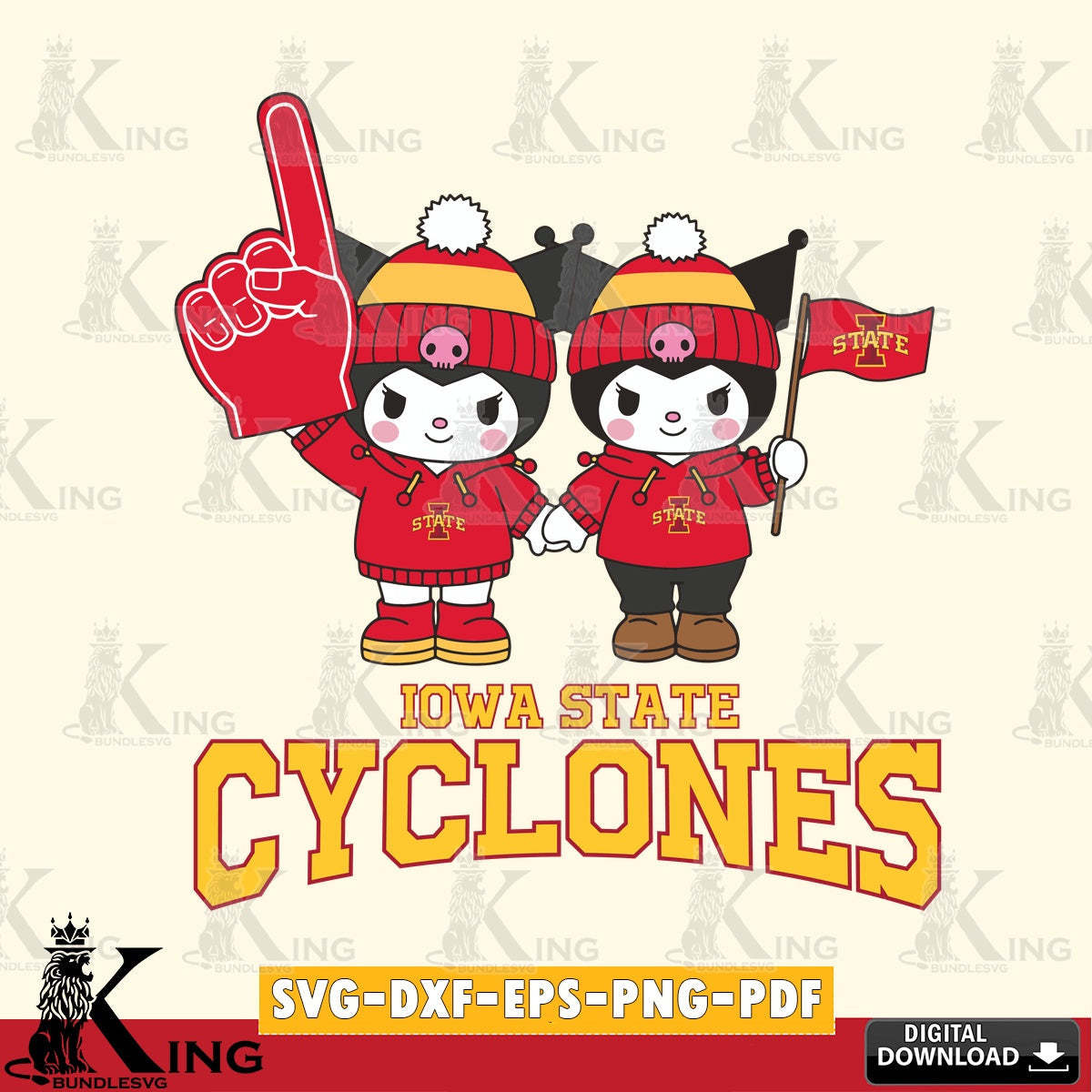 Iowa State Cyclones Kuromi rugby Fan SVG file, Cricut, Cut file  , Digital Download , Instant Download, Sanrio svg, Clipart