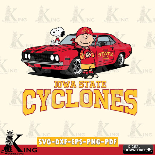 Iowa State Cyclones Peanuts Muscle Car SVG, Cricut, Cut file  , Digital Download , Instant Download, Peanuts svg, NCAA svg, Football svg, Sport svg
