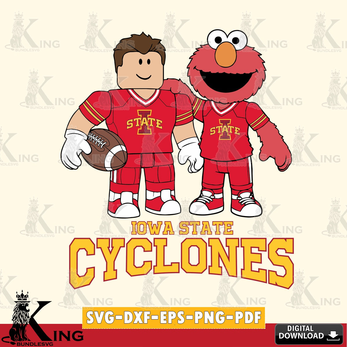 Iowa State Cyclones Roblox & Elmo Football SVG file , NCAA Cricut,  File cut , Digital Download , PDF File