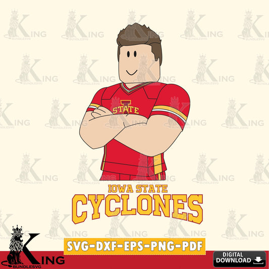 Modern graphic depicting Iowa State Cyclones Roblox Football NCAA Cricut, cut file ideal for vinyl projects and T-shirt printing