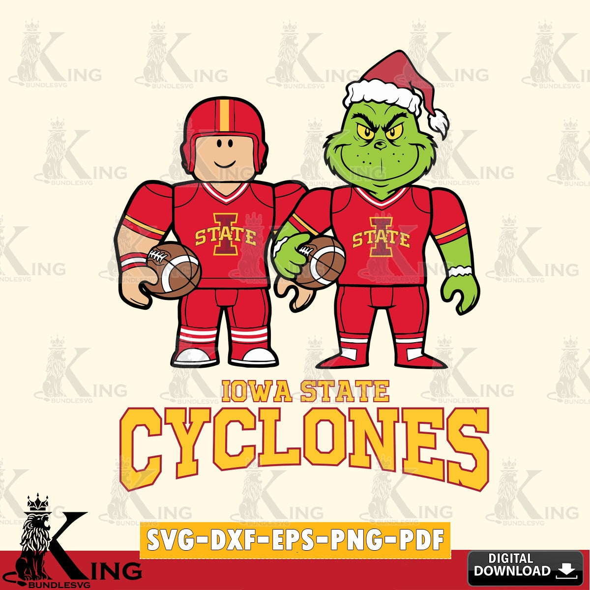 Iowa State Cyclones Roblox & Grinch Football SVG file , NCAA Cricut,  File cut , Digital Download , PDF File