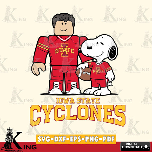 Beautiful illustration of Iowa State Cyclones Roblox & Snoopy Football, NCAA Cricut, cut, digital, high-quality vector for DIY