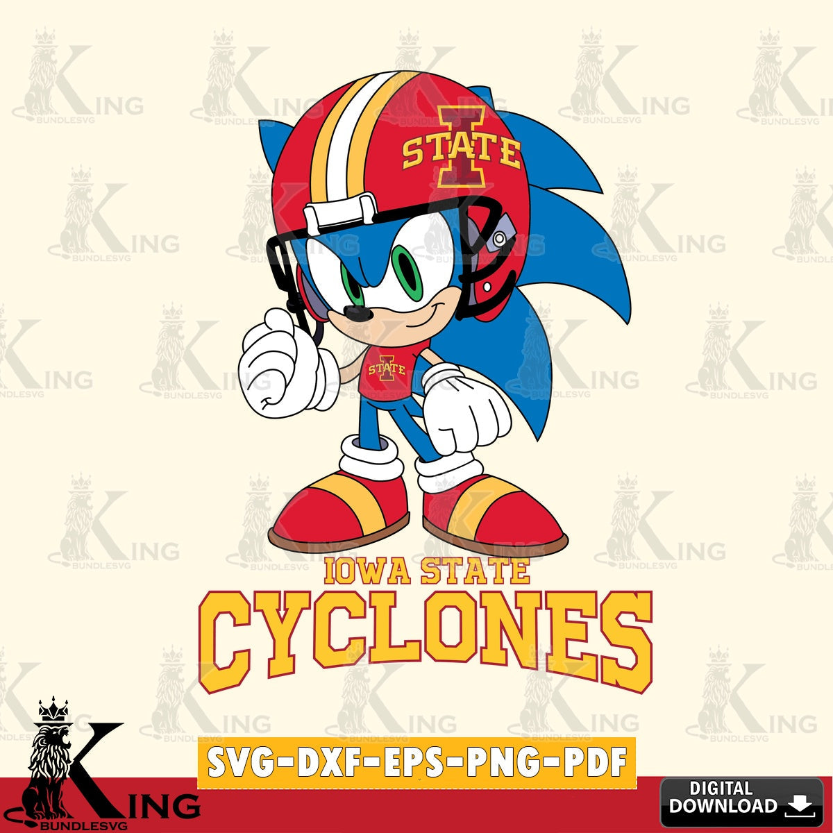 Creative design featuring Iowa State Cyclones Sonic Football Mascot SVG PNG design suitable for Glowforge and laser cutting
