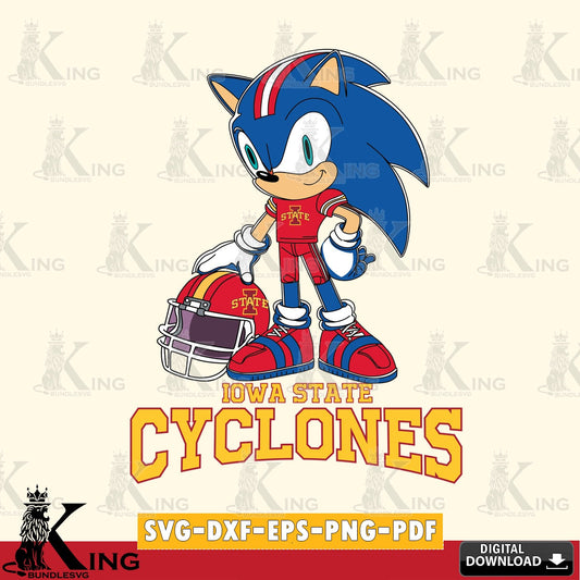 Beautiful illustration of Iowa State Cyclones Sonic Player Football, digital download for Cricut Maker and paper crafts