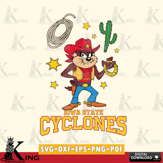 Iowa State Cyclones Taz Cowboy Western SVG file, Cut file  , Digital Download , Instant Download, Taz svg, NCAA svg