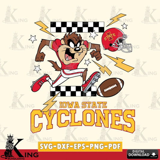 Iowa State Cyclones Taz Football Lightning SVG file, Cut file  , Digital Download , Instant Download, Taz svg, NCAA svg