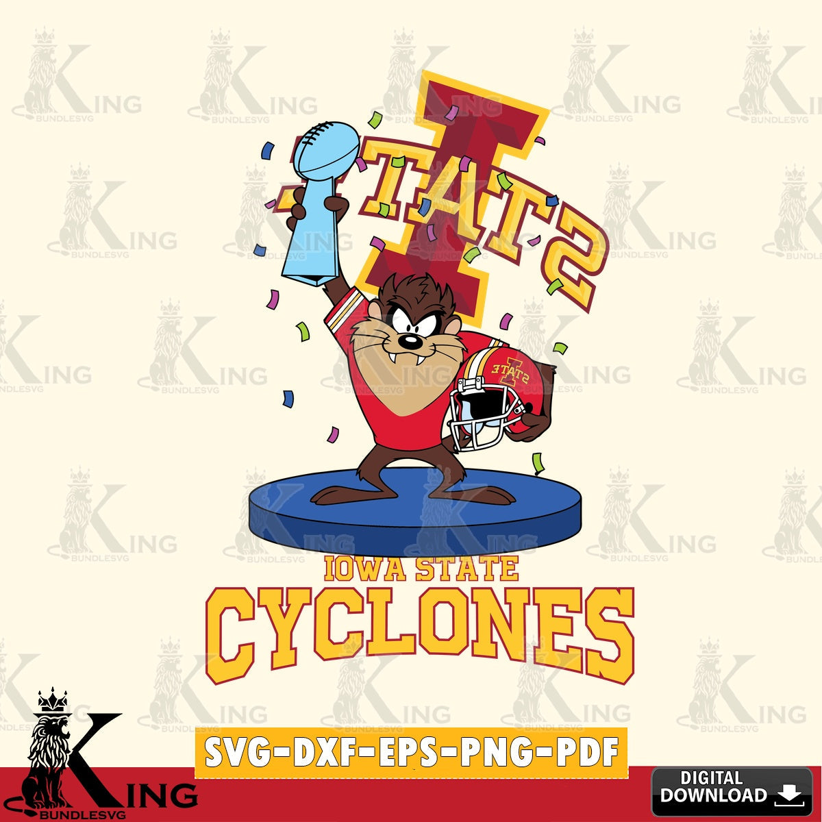 Iowa State Cyclones Taz Trophy Podium SVG file, Cut file  , Digital Download , Instant Download, Taz svg, NCAA svg